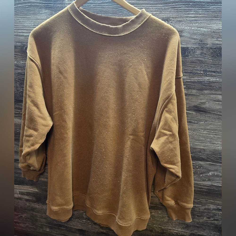 American Eagle Ahh-Mazingly Soft Jegging Fit Brown Relaxed Crew Sweatshirt‎ XS